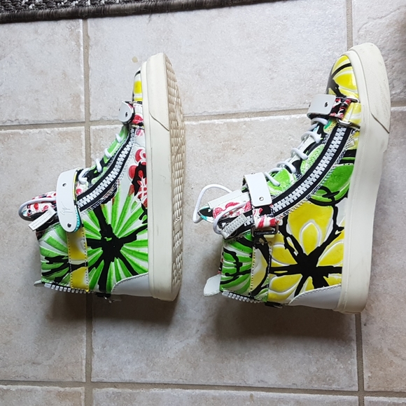 GIUSEPPE ZANOTTI Multi Colour Leather Sneakers Size 37 - Picture 6 of 10
